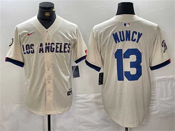 Mens Los Angeles Dodgers #13 Max Muncy Cream Stitched Baseball Jersey